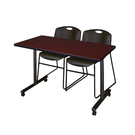 Kobe Rectangle Tables > Training Tables > Kobe Mobile Table & Chair Sets, 48 W, 24 L, 29 H, Mahogany MKTRCC4824MH44BK
